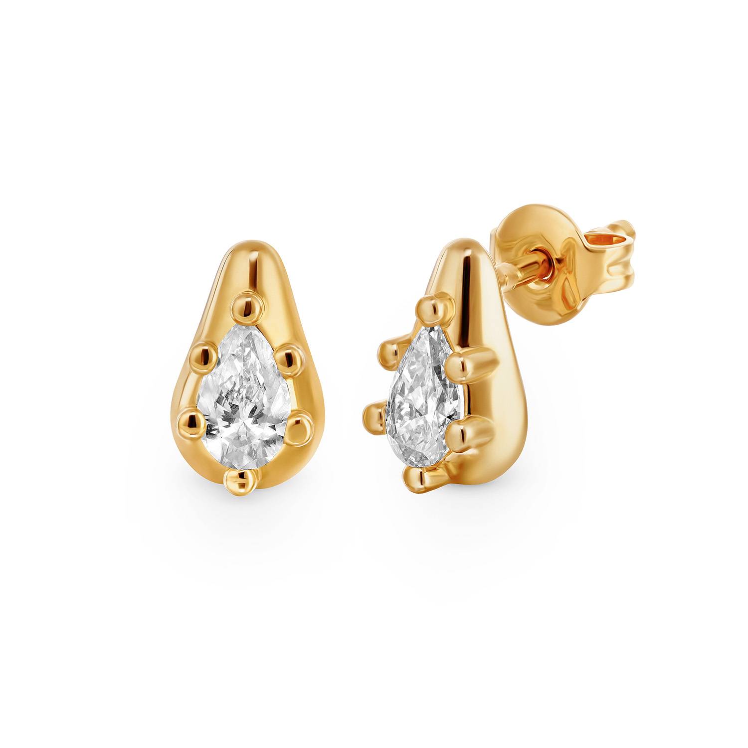 No. 3 Pear 0.30CT Diamond Stud Earrings in Gold-4 product photo