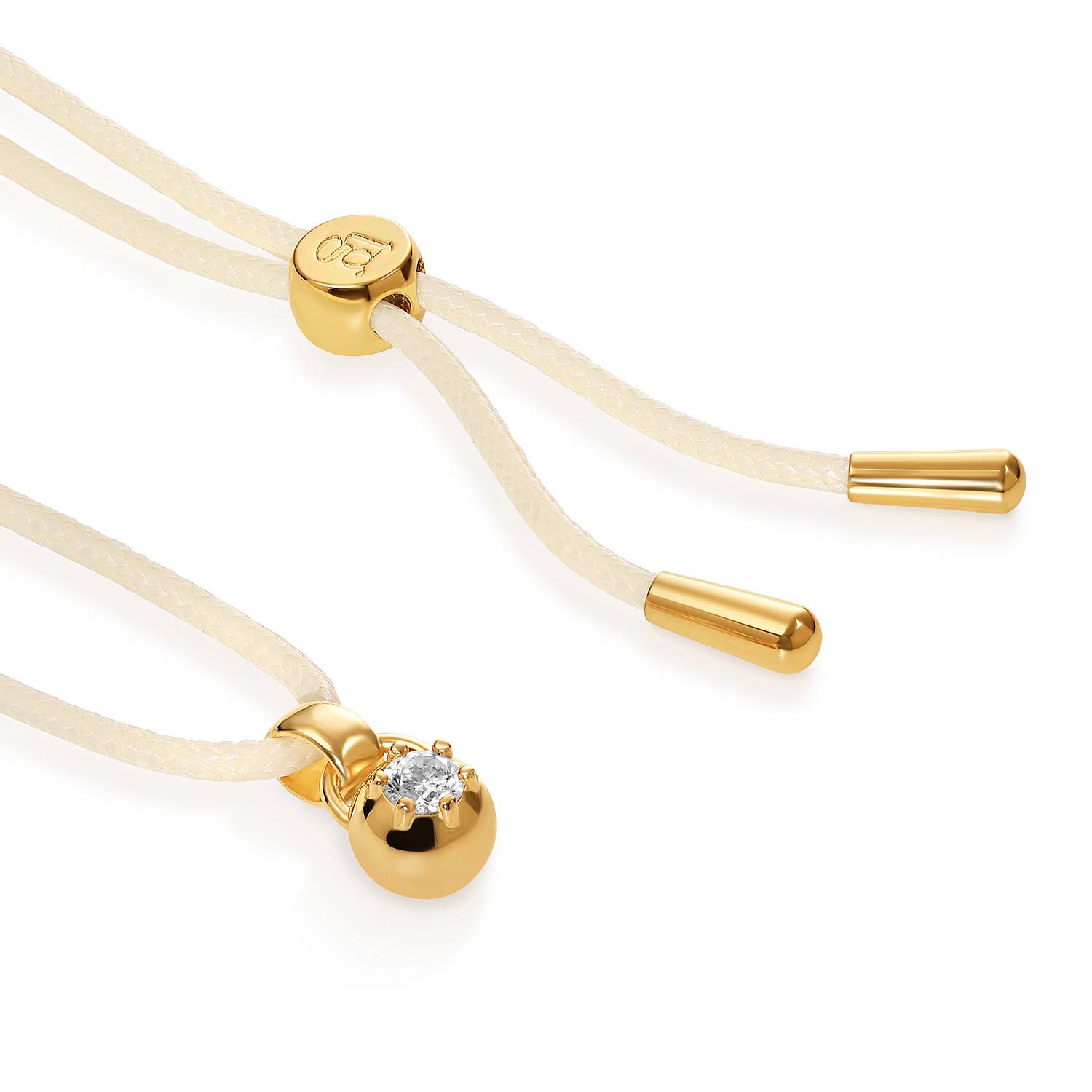 No. 2 Round 0.25CT Diamond Necklace in Gold on an Adjustable Butter Yellow Cord-5 product photo