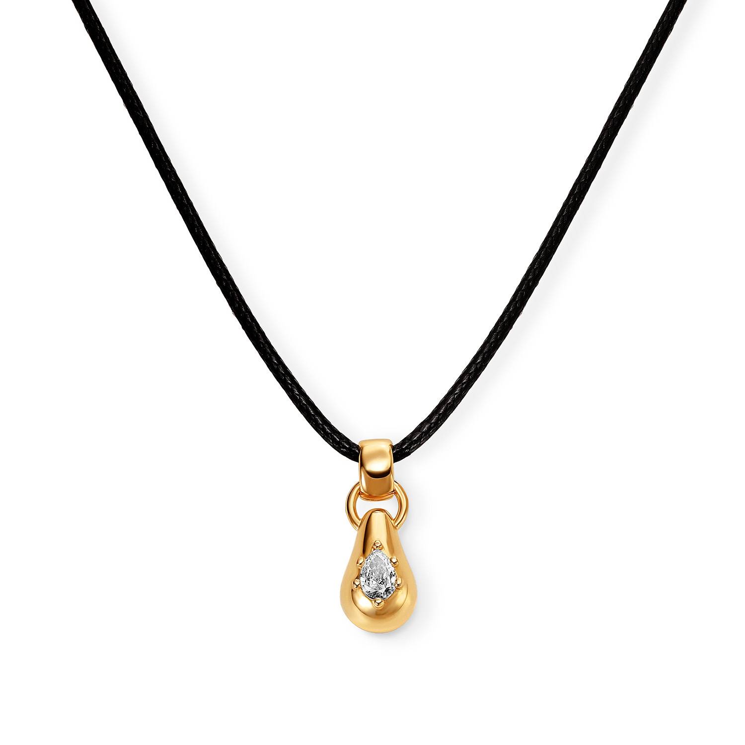 No. 3 Pear 0.25CT Diamond Necklace in Gold on an Adjustable Black
