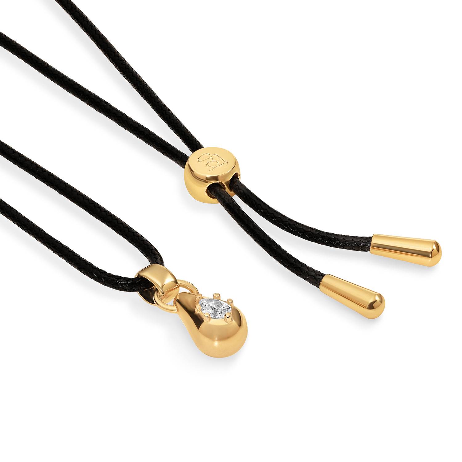 No. 3 Pear 0.25CT Diamond Necklace in Gold on an Adjustable Black Cord-5 product photo
