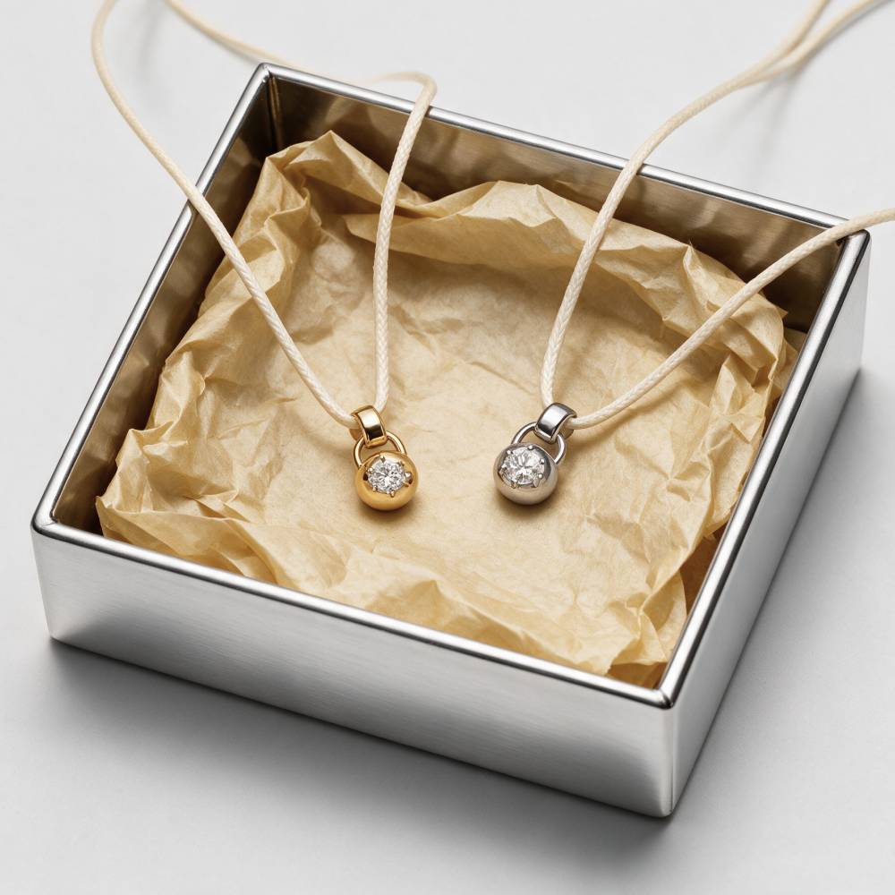 No. 2 Round 0.25CT Diamond Necklace in Gold on an Adjustable Butter Yellow Cord-3 product photo