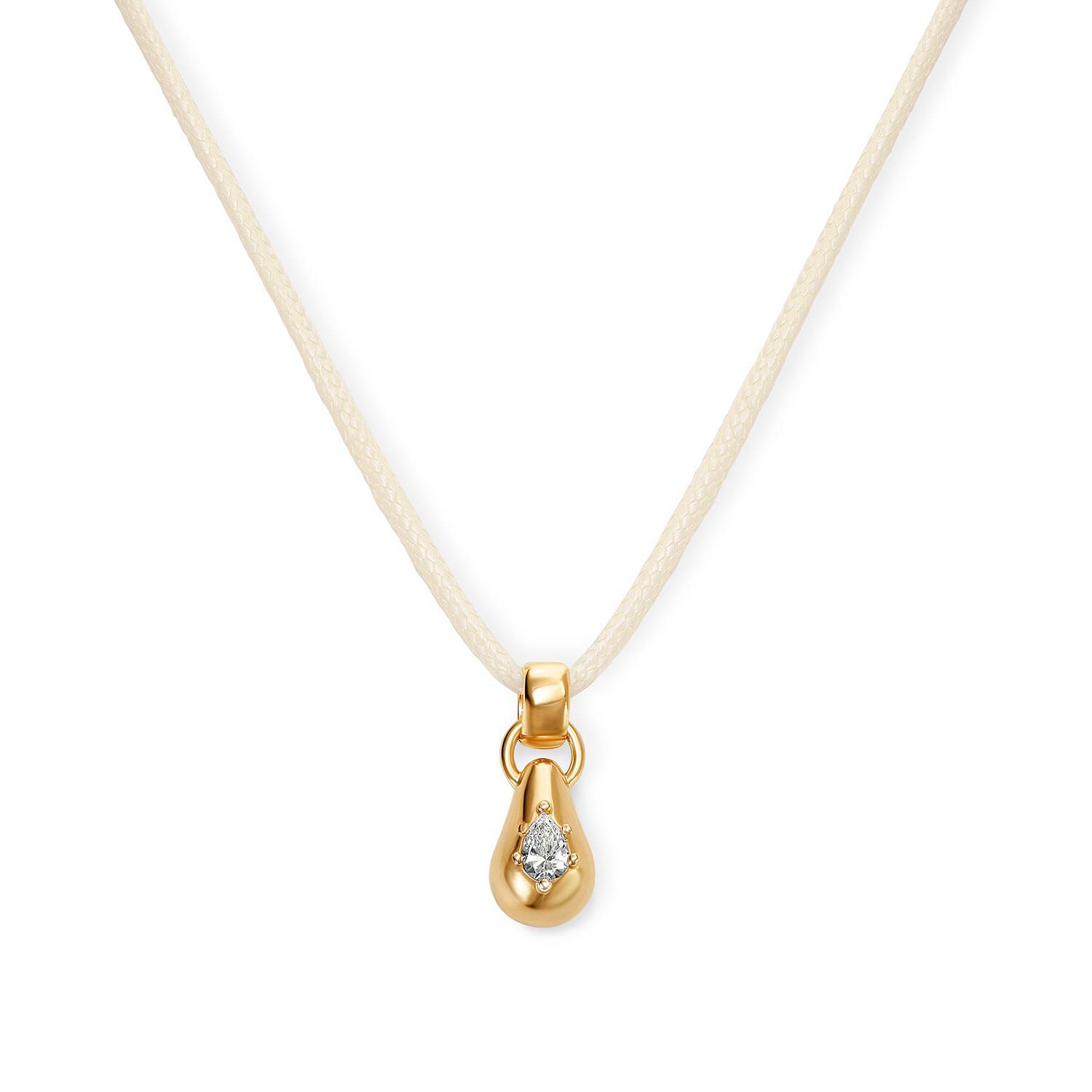 No. 3 Pear 0.25CT Diamond Necklace in Gold on an Adjustable Butter Yellow Cord-4 product photo