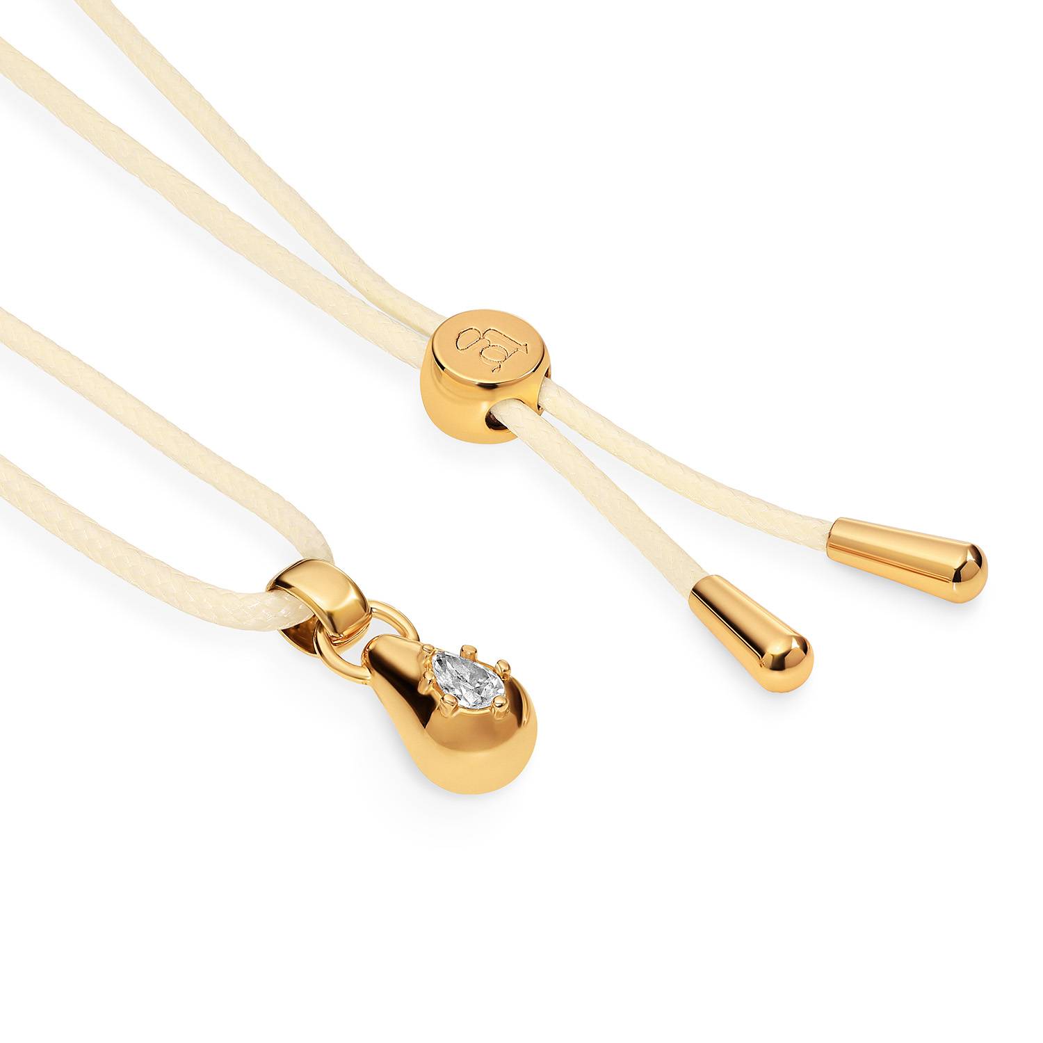 No. 3 Pear 0.25CT Diamond Necklace in Gold on an Adjustable Butter Yellow Cord-5 product photo