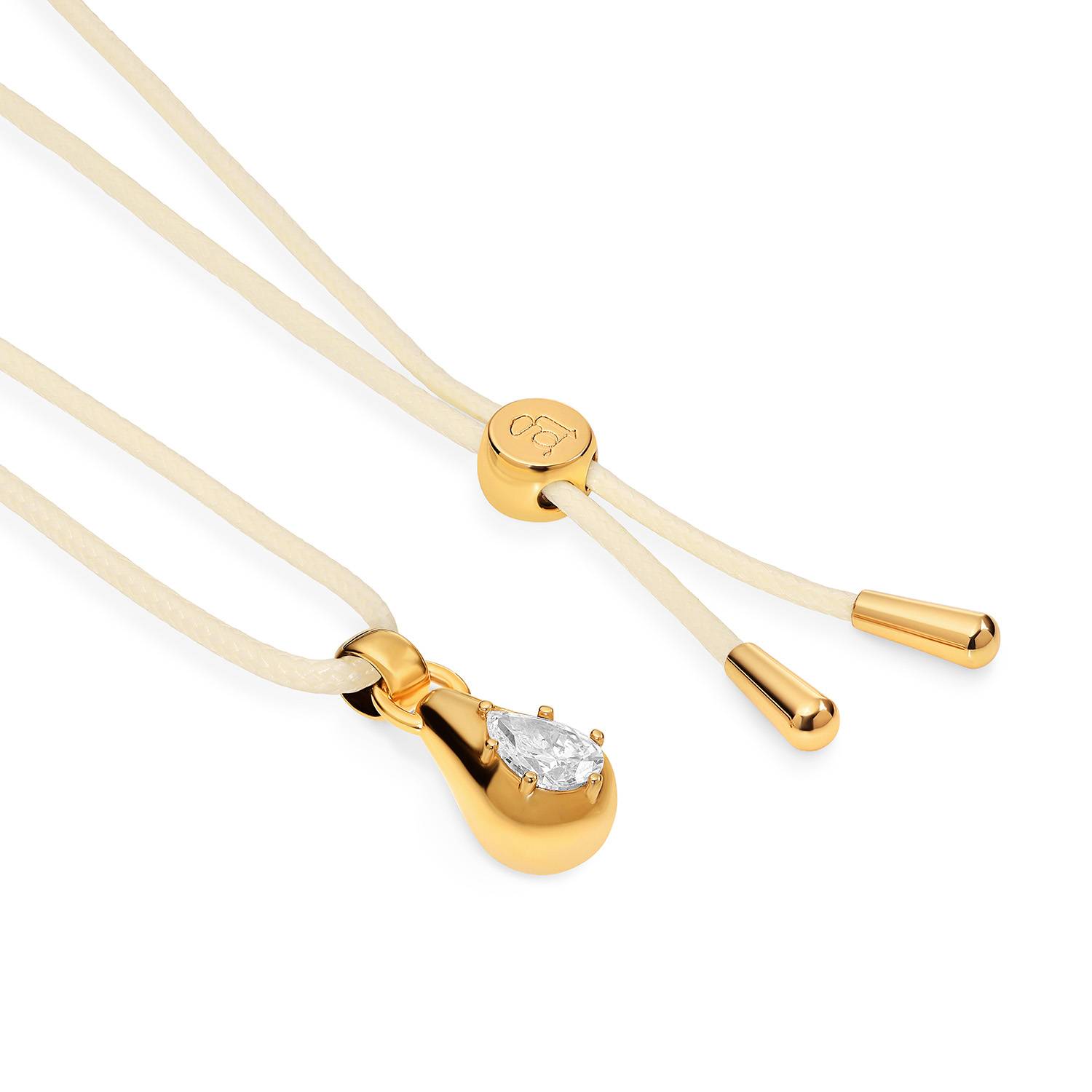 No. 3 Pear 1.0CT Diamond Necklace in Gold on an Adjustable Butter Yellow Cord-5 product photo