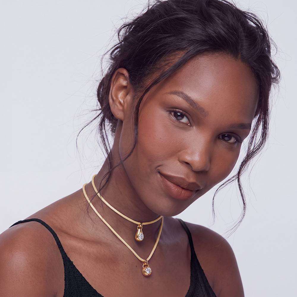 No. 3 Pear 1.0CT Diamond Necklace in Gold on an Adjustable Butter Yellow Cord-2 product photo