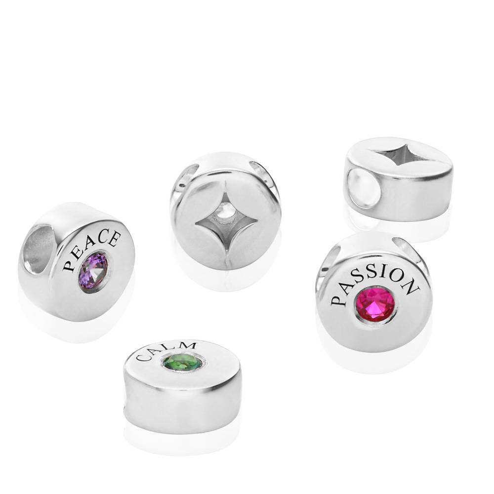 Nova Birthstone Necklace with Engraved Names in Silver-7 product photo