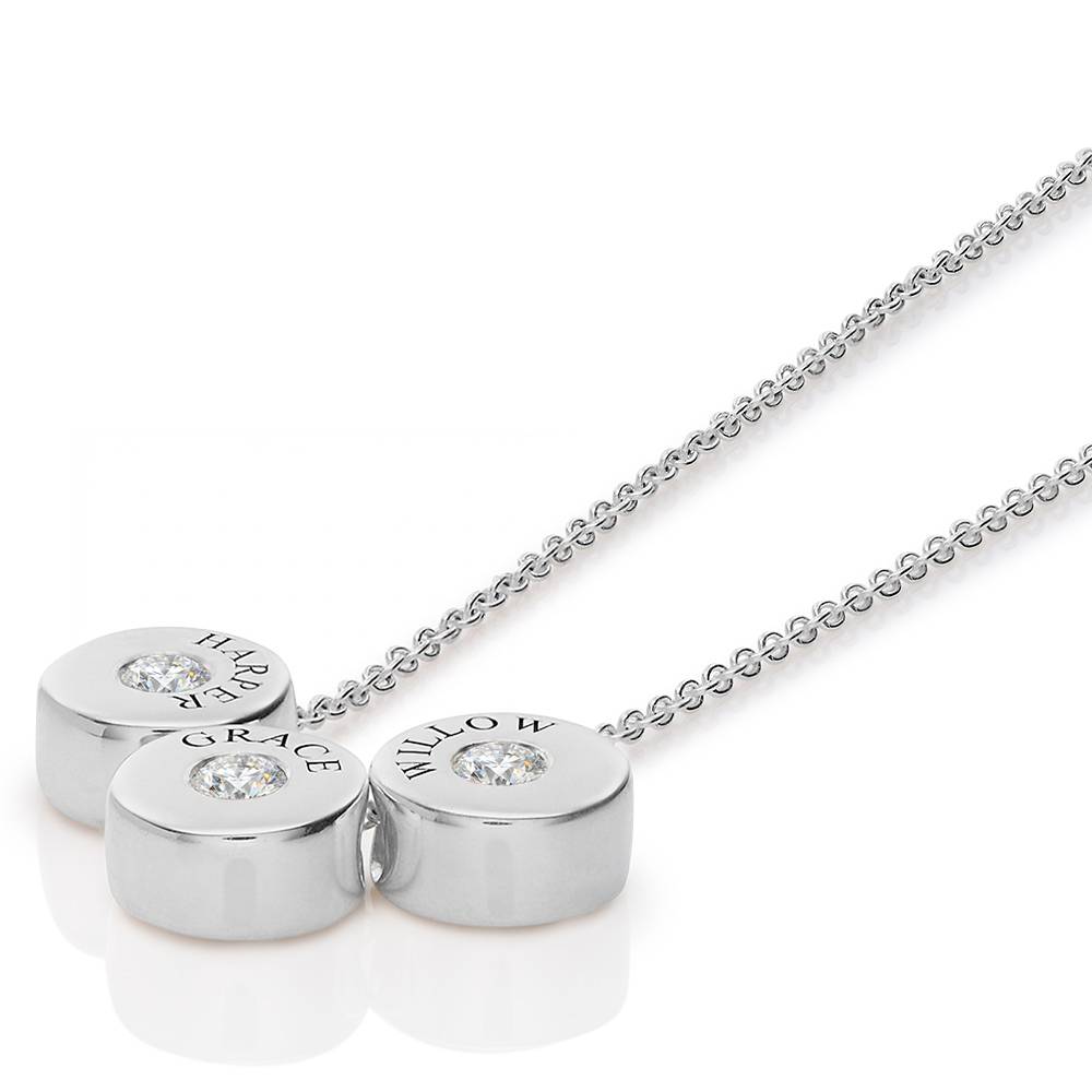 Nova Diamond Necklace with Engraved Names in Silver-3 product photo
