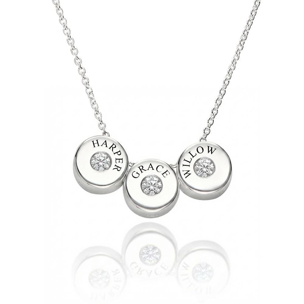 Nova Diamond Necklace with Engraved Names in Silver-2 product photo