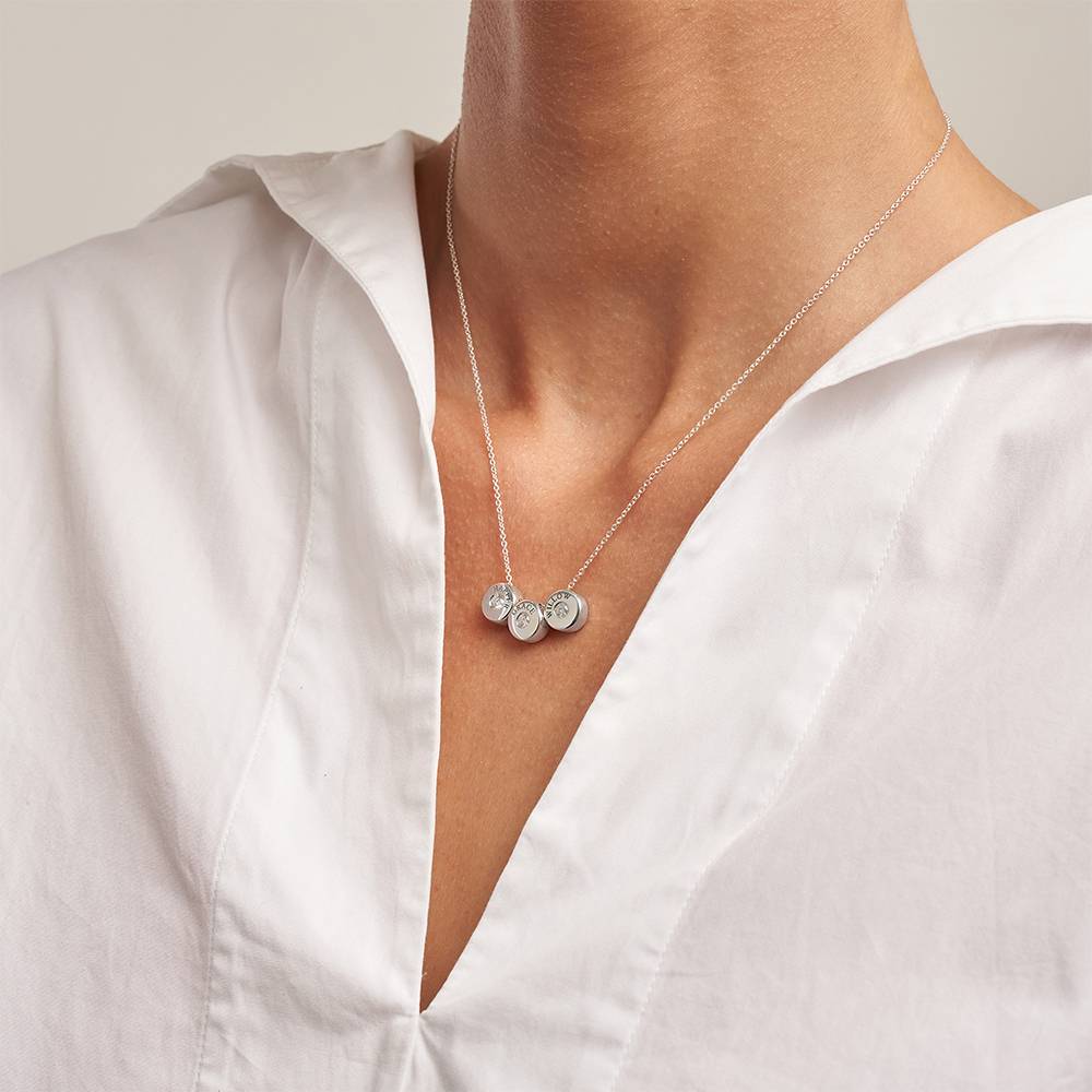 Nova Diamond Necklace with Engraved Names in Silver-4 product photo