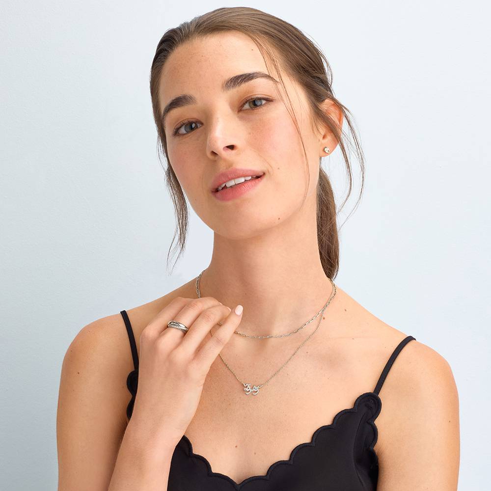 Personalized Arabic Name Necklace with Diamond in Silver-2 product photo