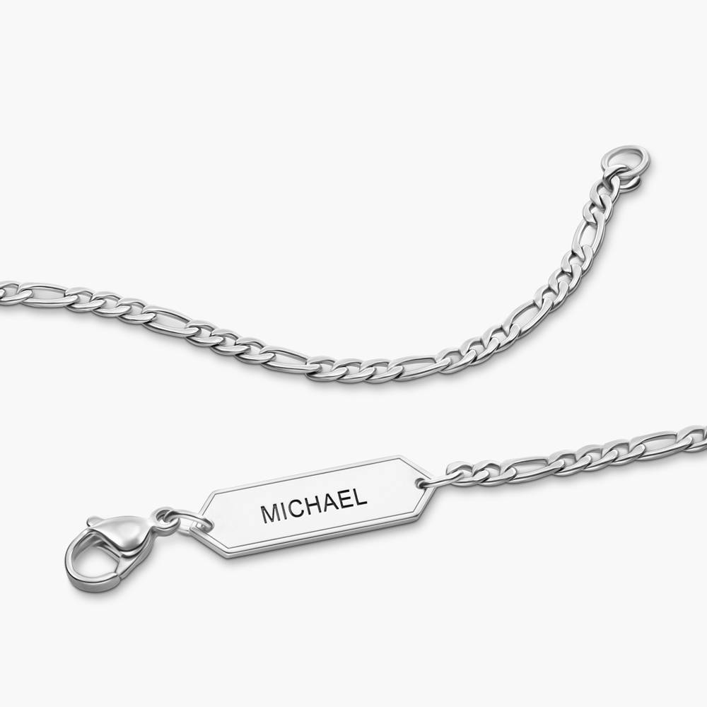 Engraved Figaro Necklace 5mm in Stainless Steel-1 product photo