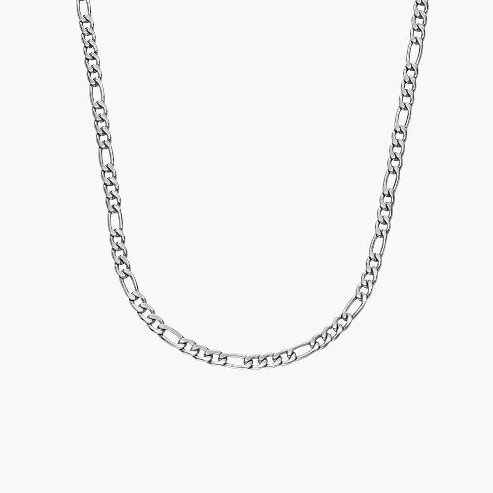 Engraved Figaro Necklace 5mm in Stainless Steel-2 product photo