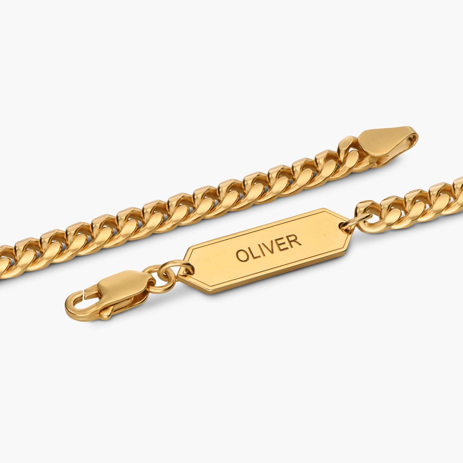 Engraved Cuban Chain Bracelet 3mm in Gold Plating-2 product photo