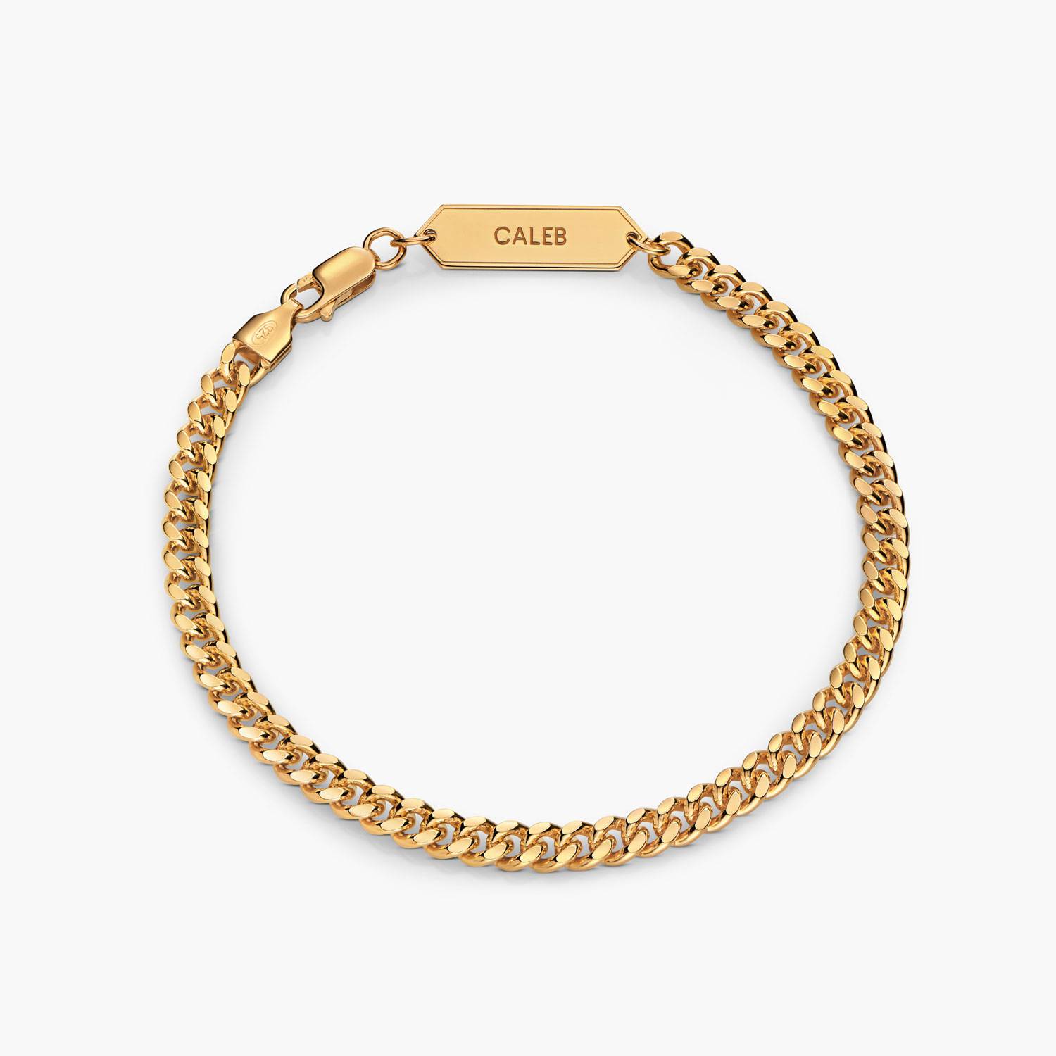 Engraved Cuban Chain Bracelet 3mm in Gold Plating-1 product photo