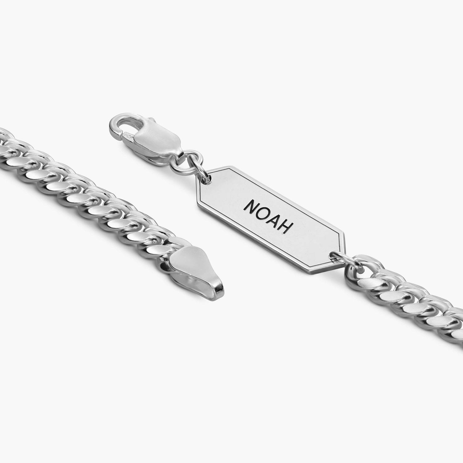 Engraved Cuban Chain Bracelet 3mm in Stainless Steel-2 product photo