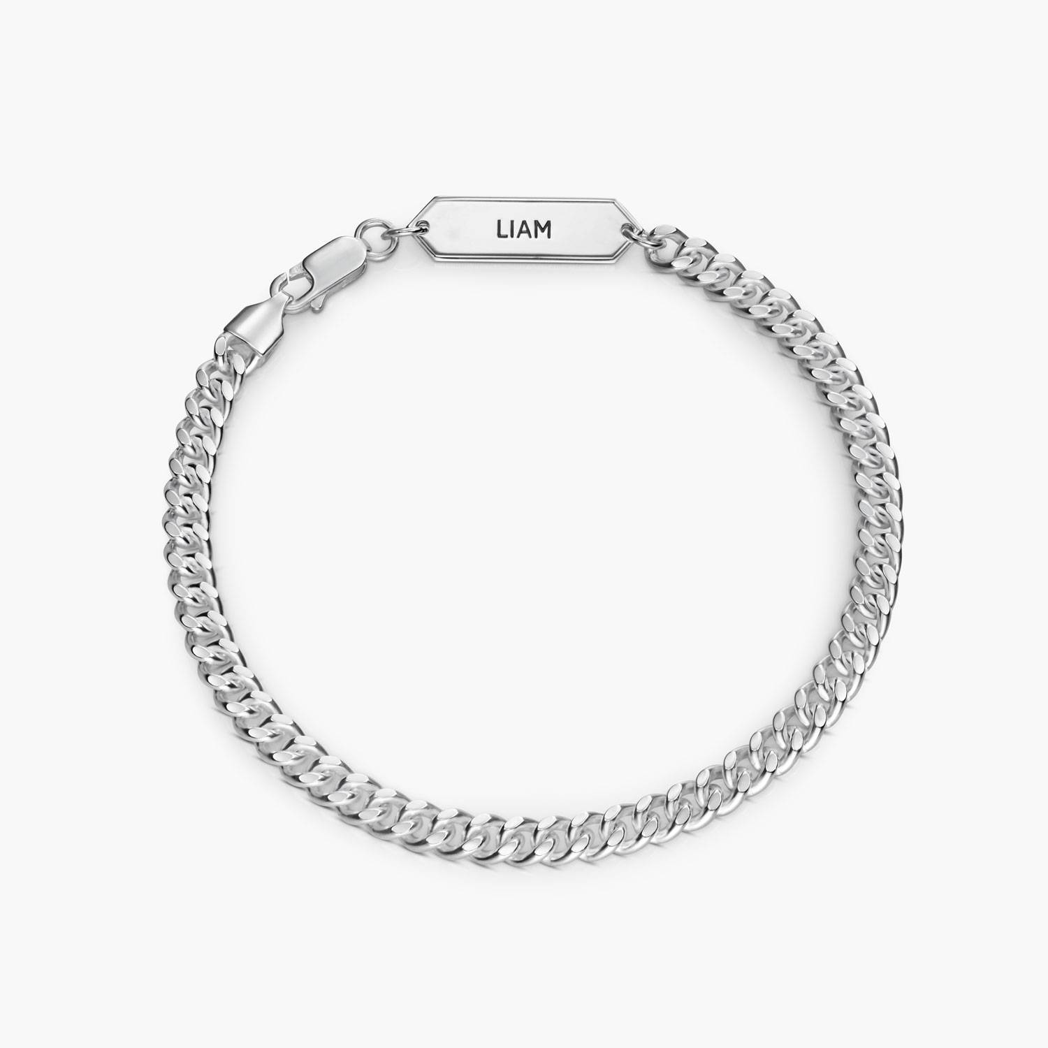 Engraved Cuban Chain Bracelet 3mm in Stainless Steel-1 product photo