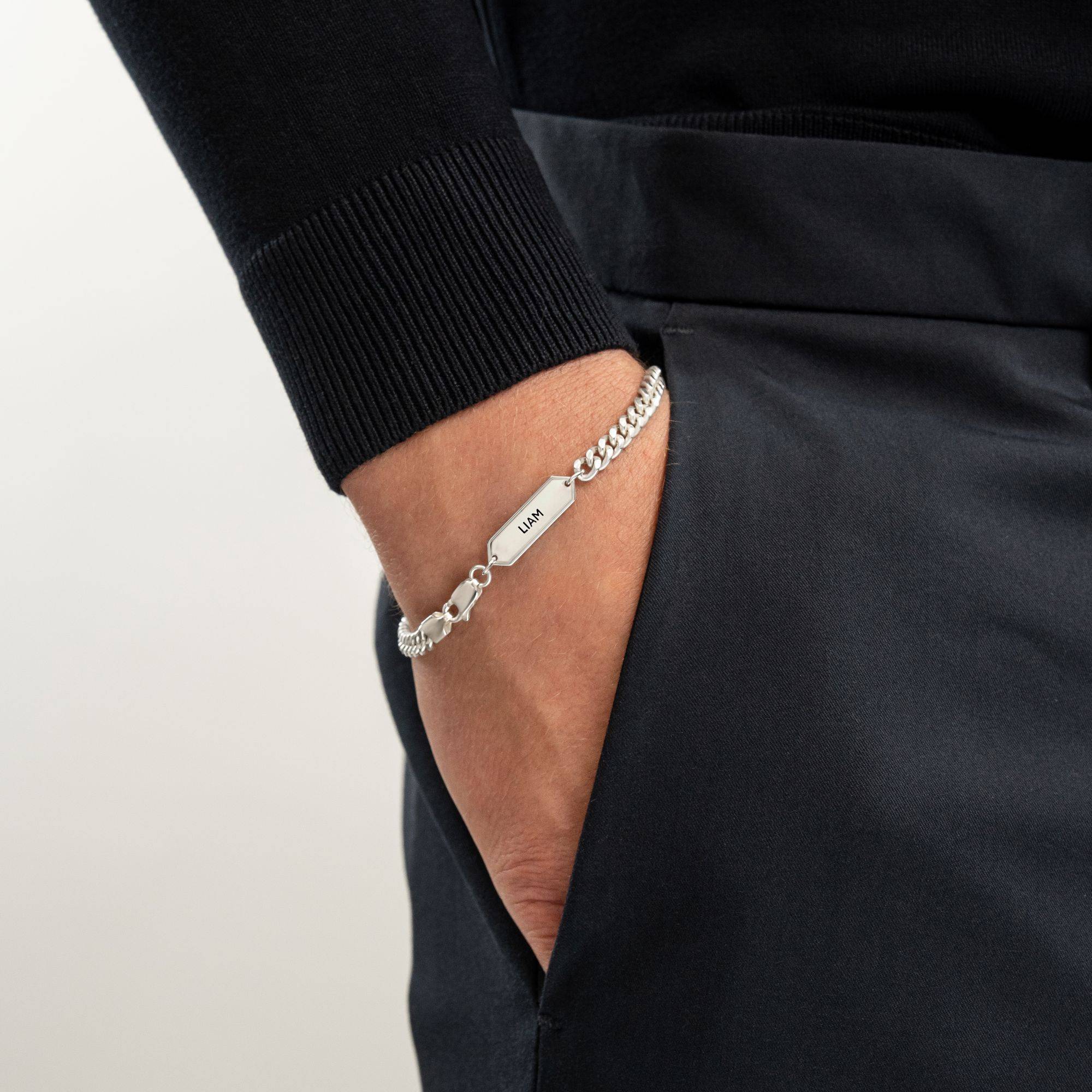 Engraved Cuban Chain Bracelet 3mm in Stainless Steel-5 product photo