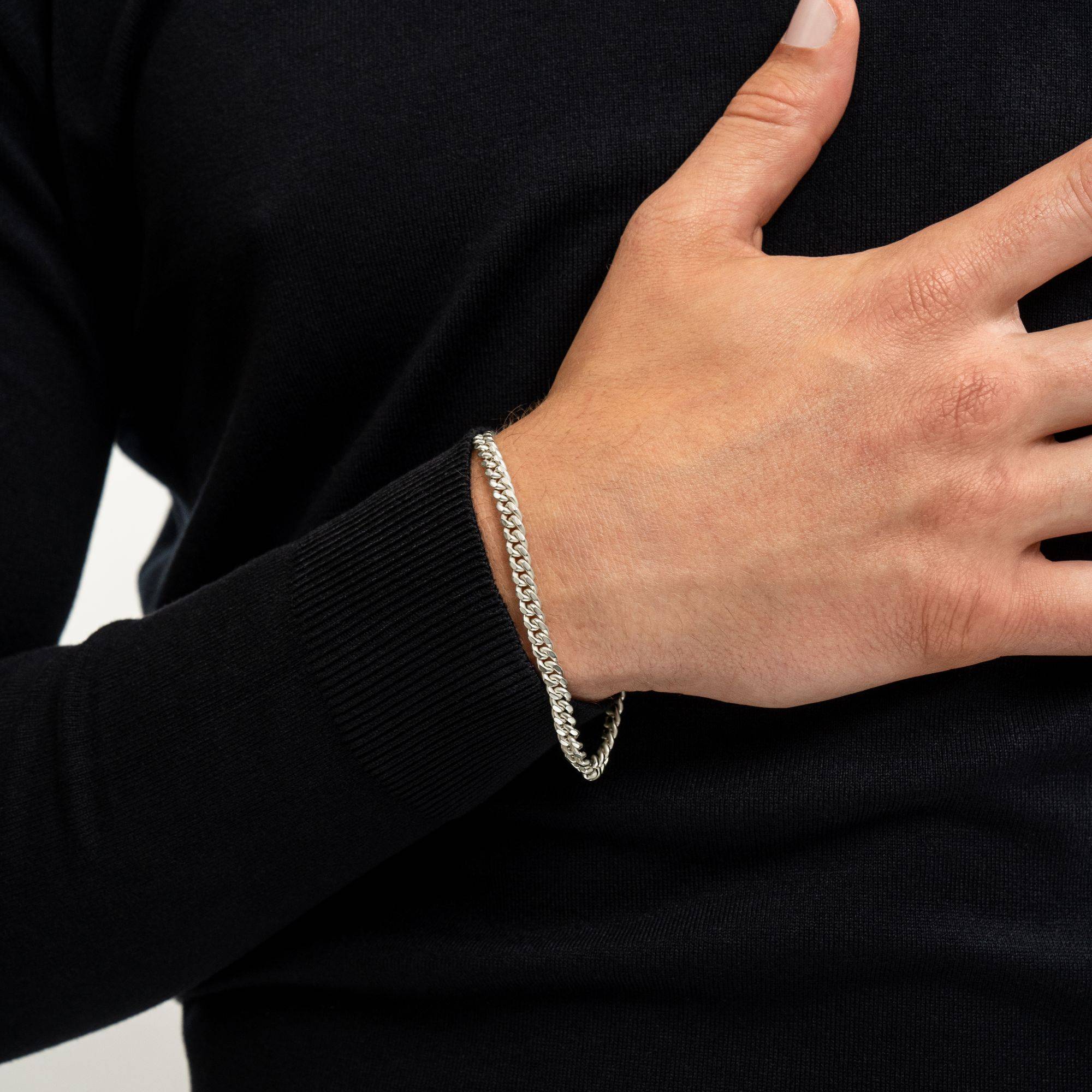 Engraved Cuban Chain Bracelet 3mm in Stainless Steel-6 product photo