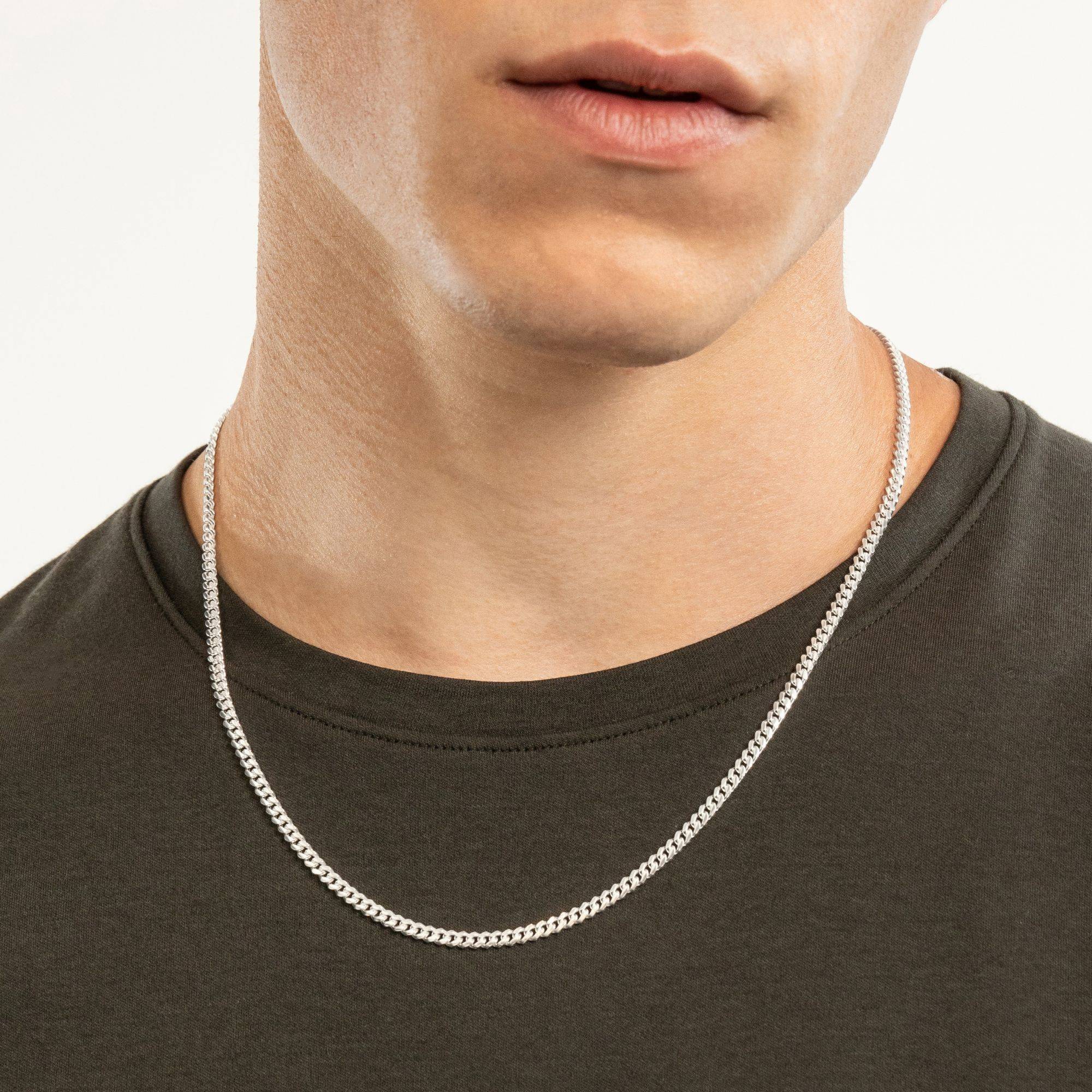 Engraved Cuban Chain Necklace 5mm in Stainless Steel-4 Engraved Cuban Chain Necklace 5mm in Stainless Steel-4 product photo