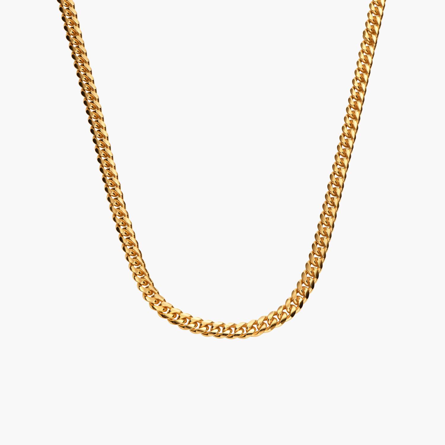 Engraved Cuban Chain Necklace 3mm in Gold Plating-3 product photo