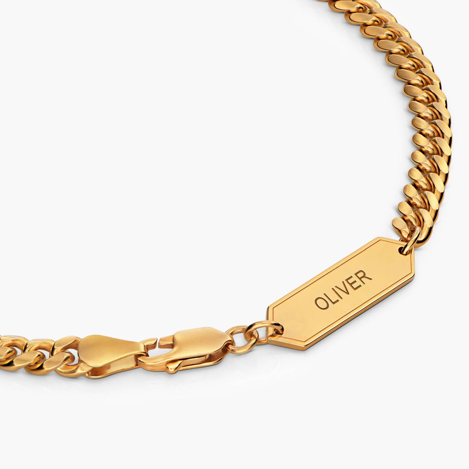 Engraved Cuban Chain Necklace 3mm in Gold Plating-4 product photo