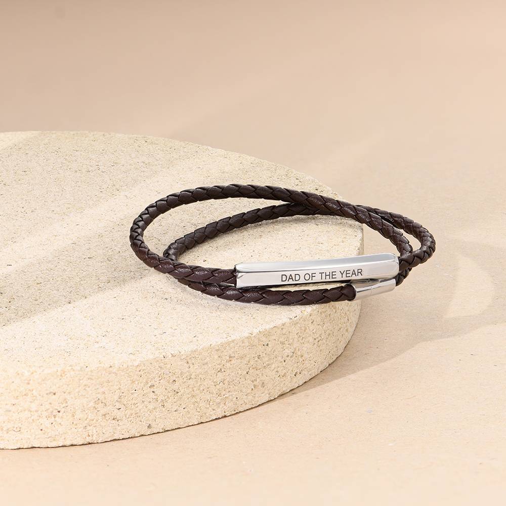 Personalized Woven Leather Double Wrap Free Gift Bracelet for Men-3 product photo