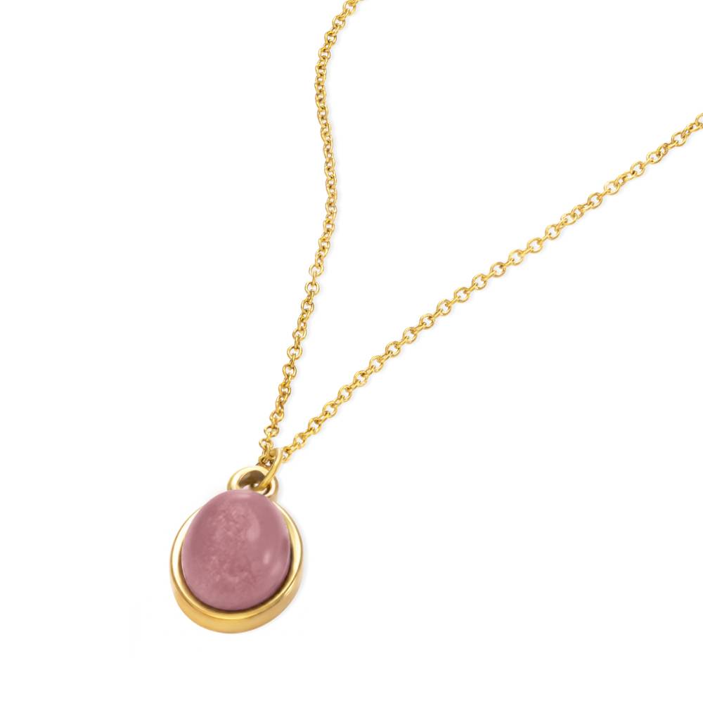 Pink Cabochon Pendant Necklace in Gold Plating-3 product photo
