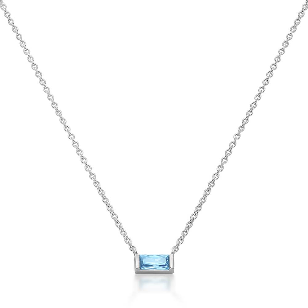 Rayna Birthstone Baguette Necklace in Silver-3 Rayna Birthstone Baguette Necklace in Silver-3 product photo