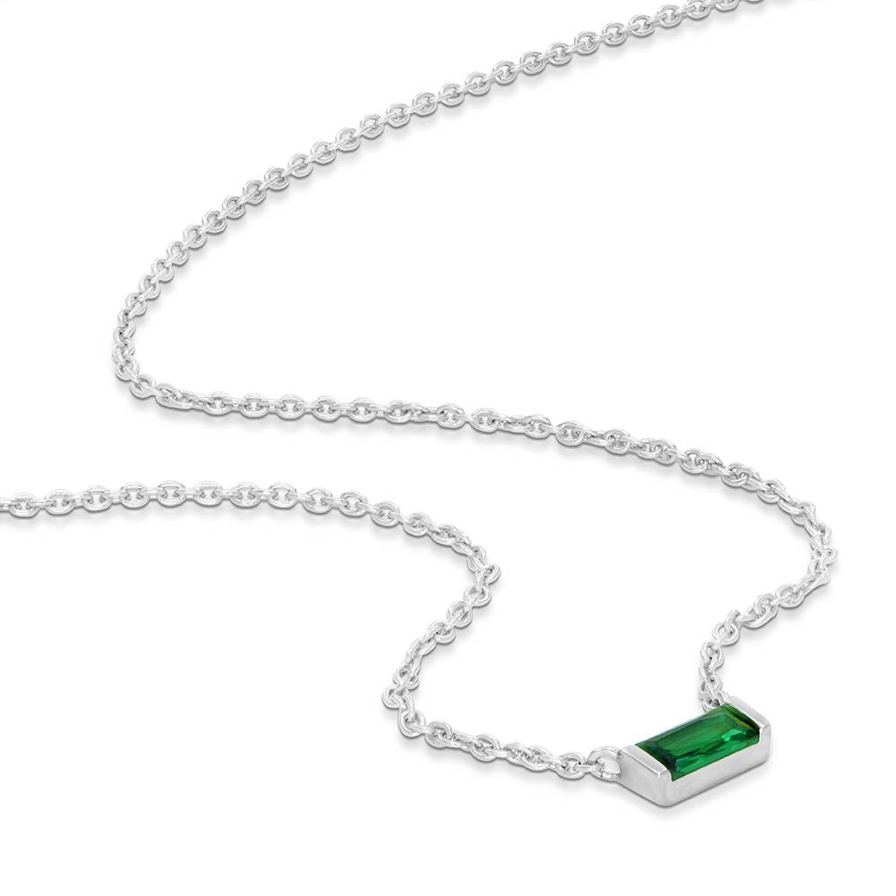 Rayna Birthstone Baguette Necklace in Silver-1 Rayna Birthstone Baguette Necklace in Silver-1 product photo