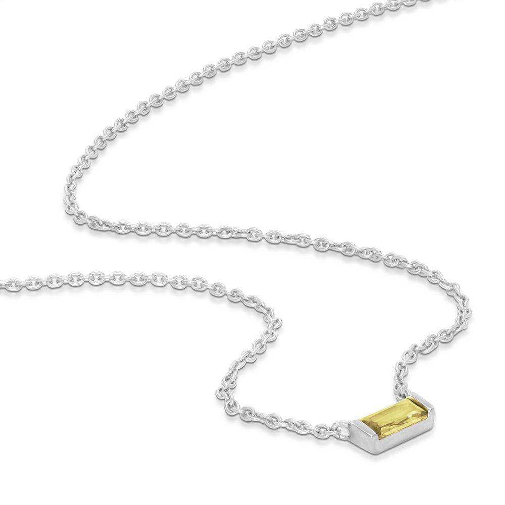 Rayna Birthstone Baguette Necklace in Silver-2 Rayna Birthstone Baguette Necklace in Silver-2 product photo