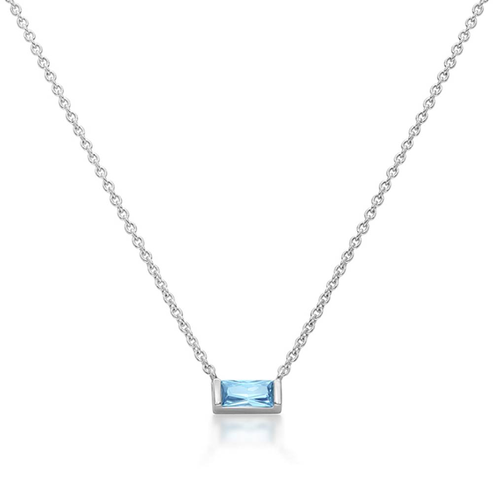 Rayna Birthstone Baguette Necklace in Silver-2 product photo
