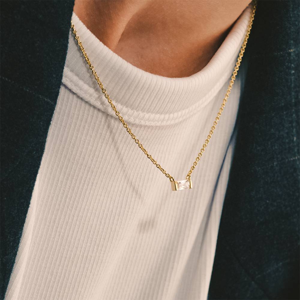 Rayna Birthstone Baguette Necklace in Vermeil-3 product photo