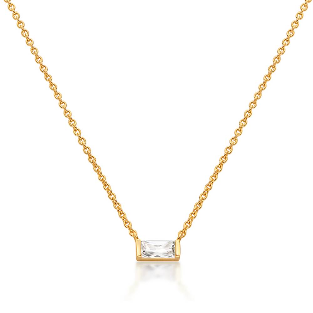 Rayna Birthstone Baguette Necklace in Gold Vermeil