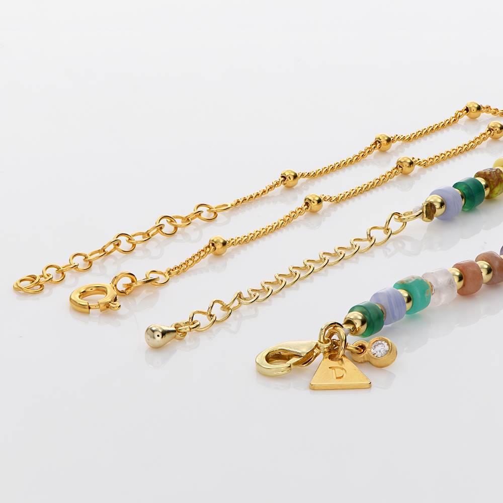 Resort Layered Beaded Bracelet / Anklet with Initials and 0.05CT Diamonds in 18K Gold Plating-1 Resort Layered Beaded Bracelet / Anklet with Initials and 0.05CT Diamonds in 18K Gold Plating-1 product photo