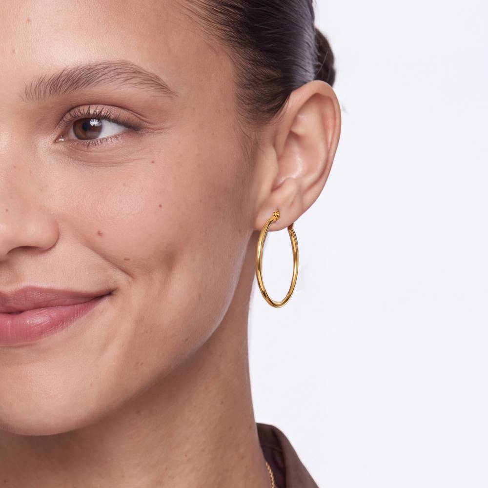 Romy Classic Hoop Earrings in Gold PVD Plating-4 product photo