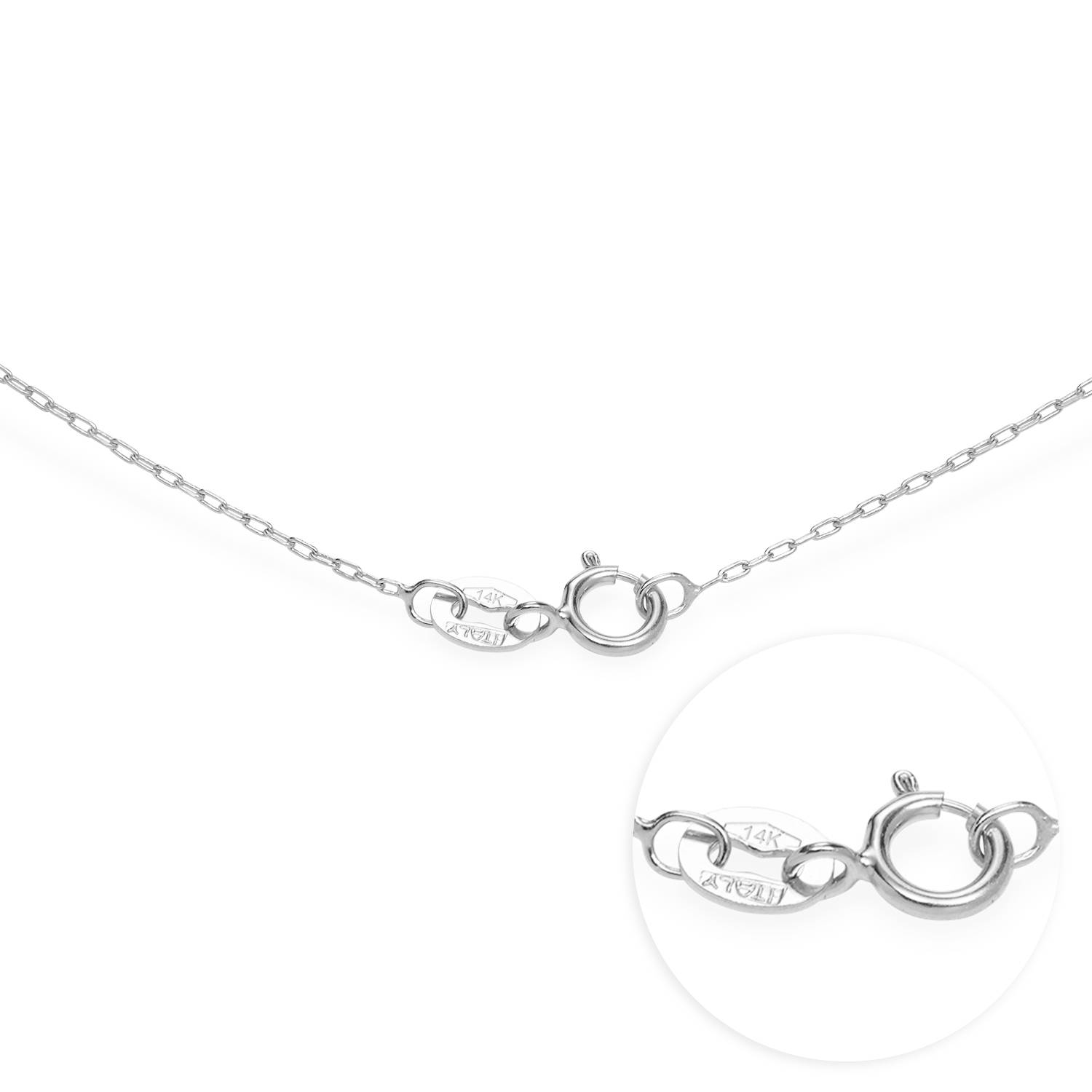 Russian Ring Necklace with 2 Rings and Birthstones in 14K Solid White Gold-4 Russian Ring Necklace with 2 Rings and Birthstones in 14K Solid White Gold-4 product photo