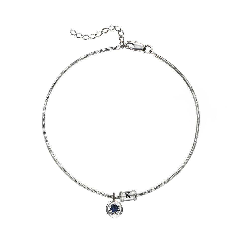 Theo Grace Sandy Shores Initial Anklet in Silver