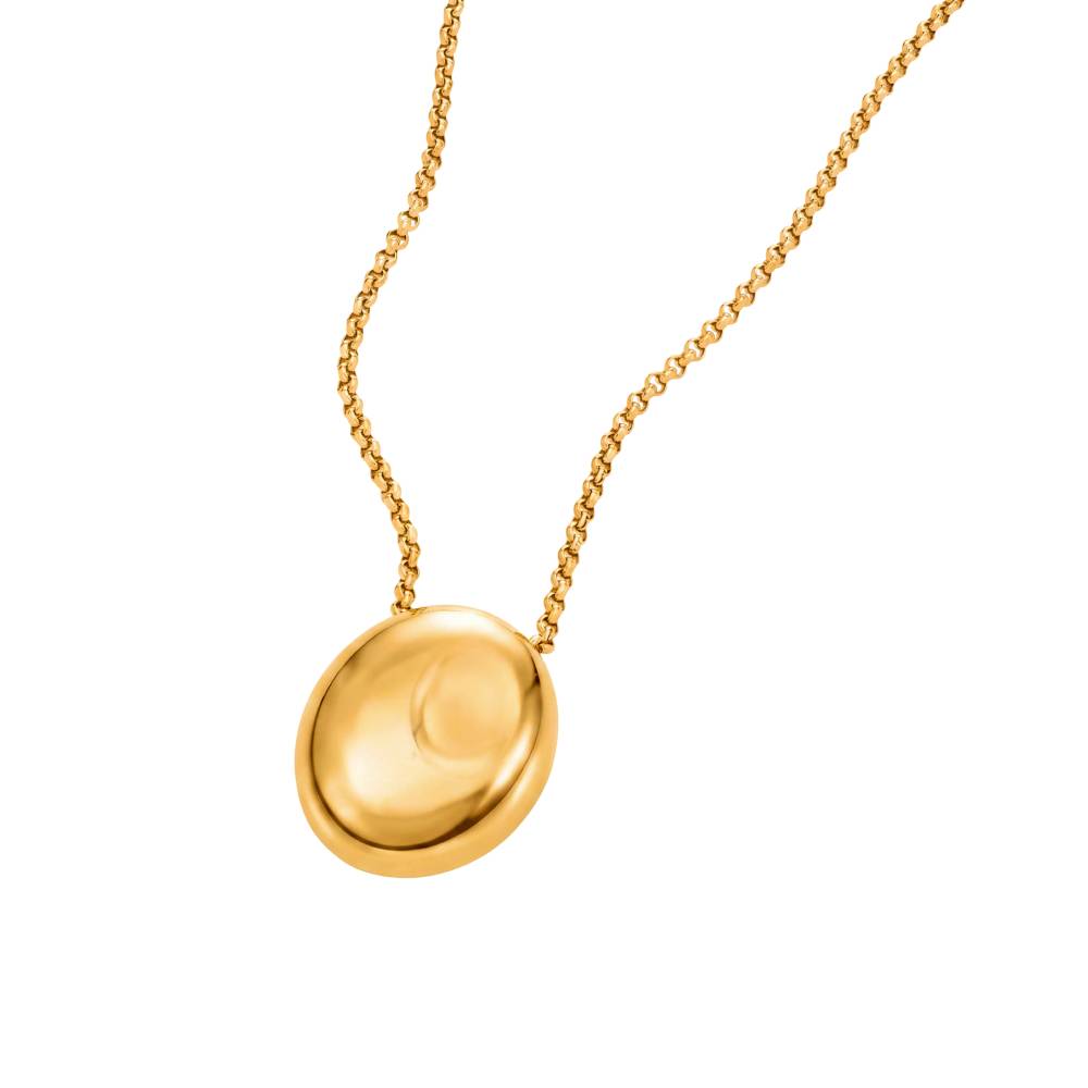 Sculpted Oval Pendant Necklace in Gold Plating-3 product photo