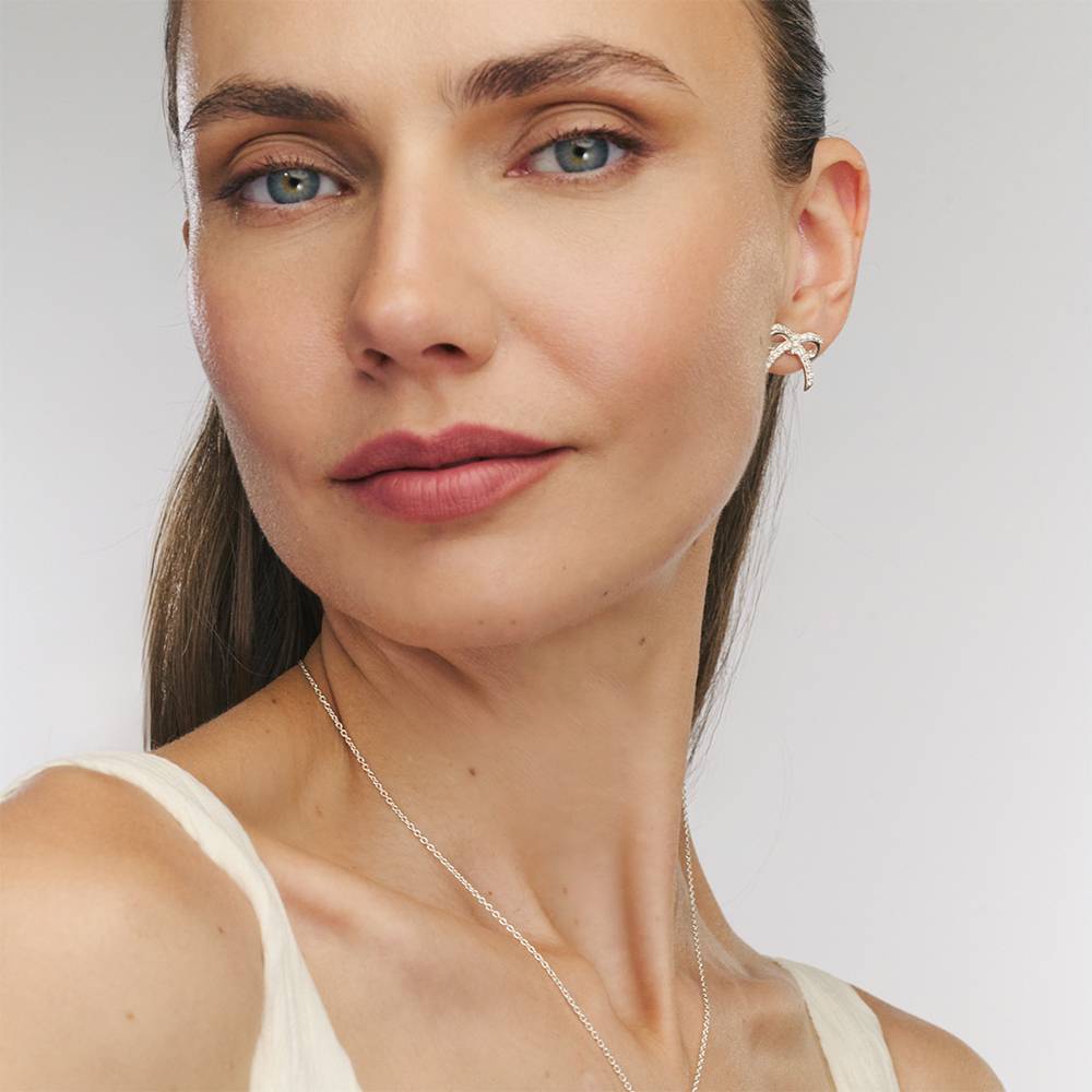 Shine Bright Bow Earrings in Sterling Silver-4 product photo