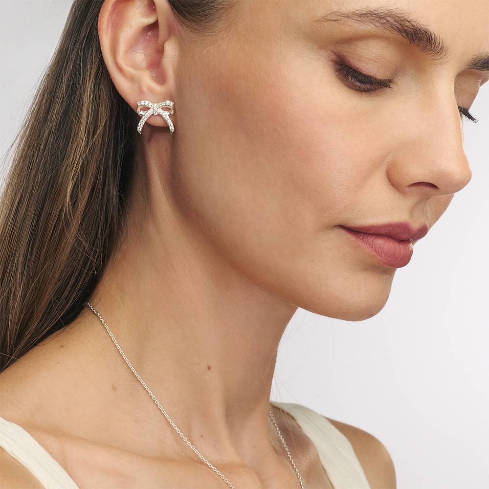 Shine Bright Bow Earrings in Sterling Silver-3 product photo