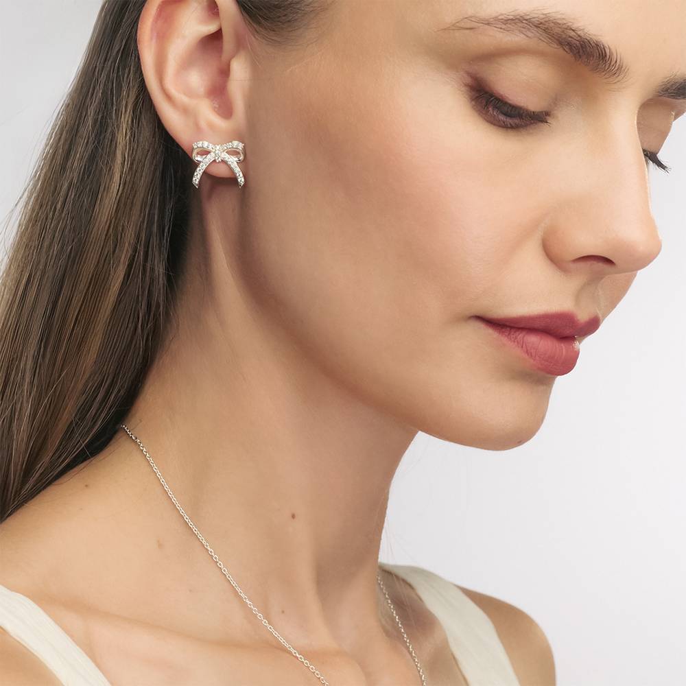 Shine Bright Bow Earrings in Sterling Silver-4 product photo