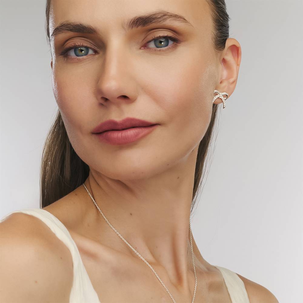 Shine Bright Bow Earrings in Sterling Silver-2 product photo