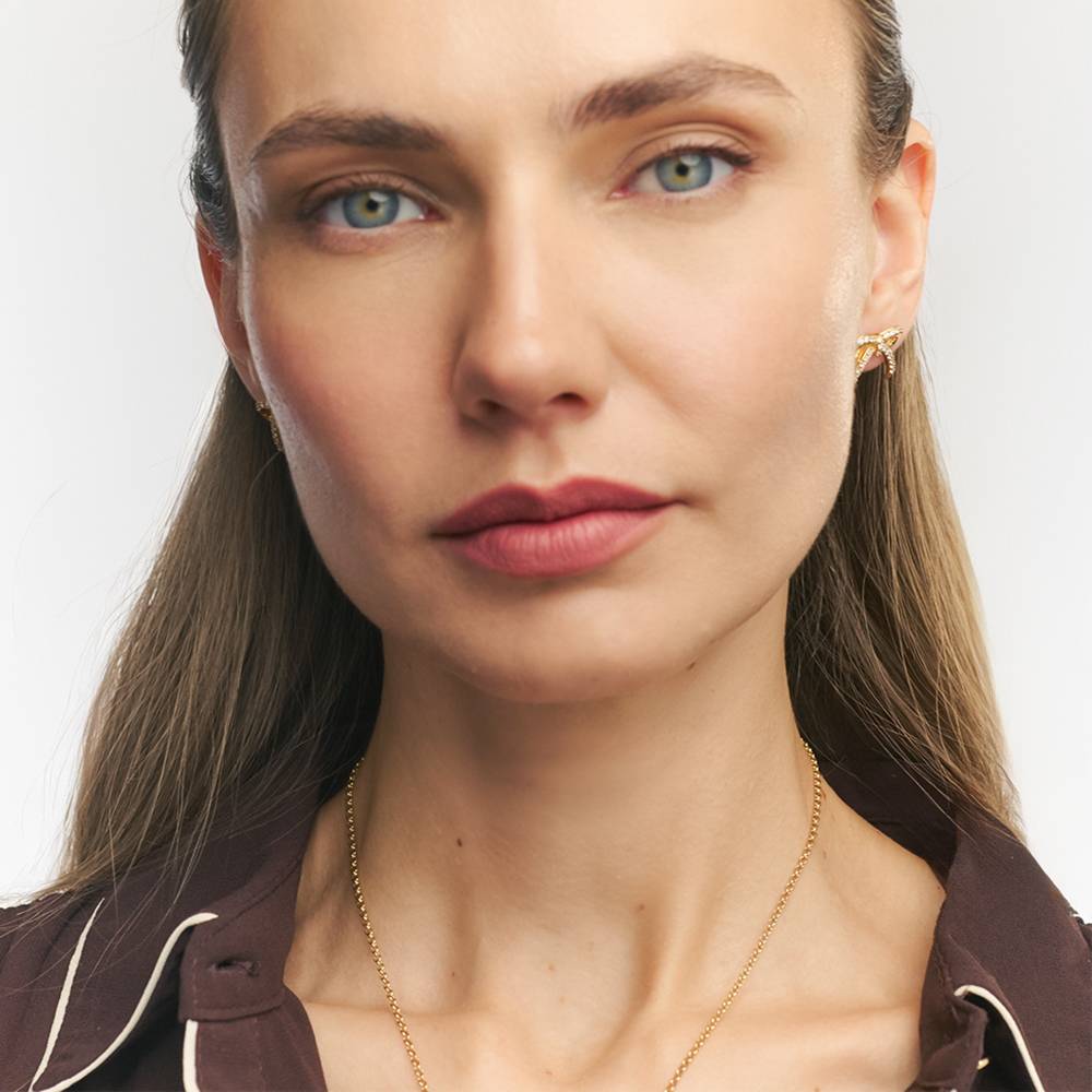 Shine Bright Bow Earrings in Vermeil-4 Shine Bright Bow Earrings in Vermeil-4 product photo