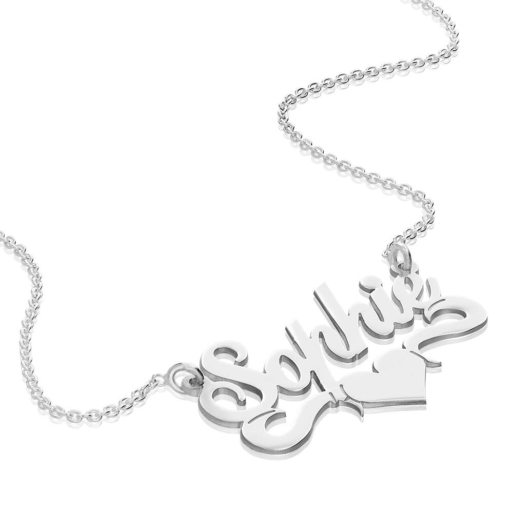 Underline Heart Name Necklace in Sterling Silver-3 product photo