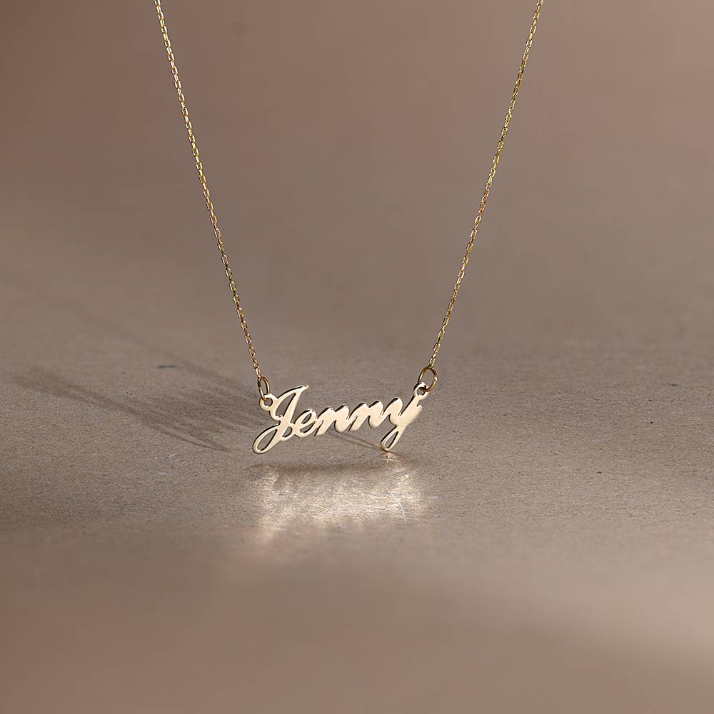 Hollywood Small Name Necklace in 14K Solid Yellow Gold-1 product photo