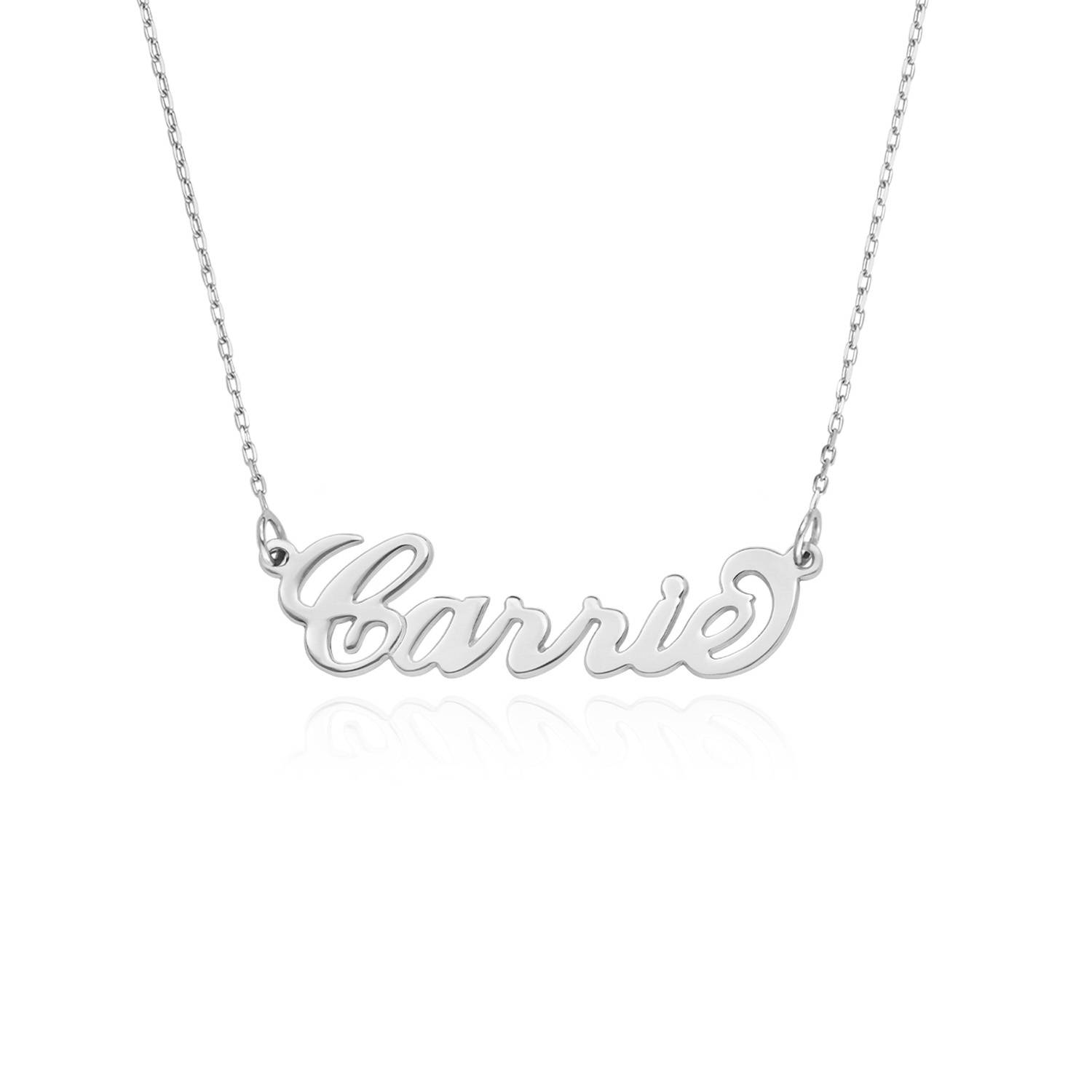 Small Carrie Name Necklace in 14K Solid White Gold-2 product photo