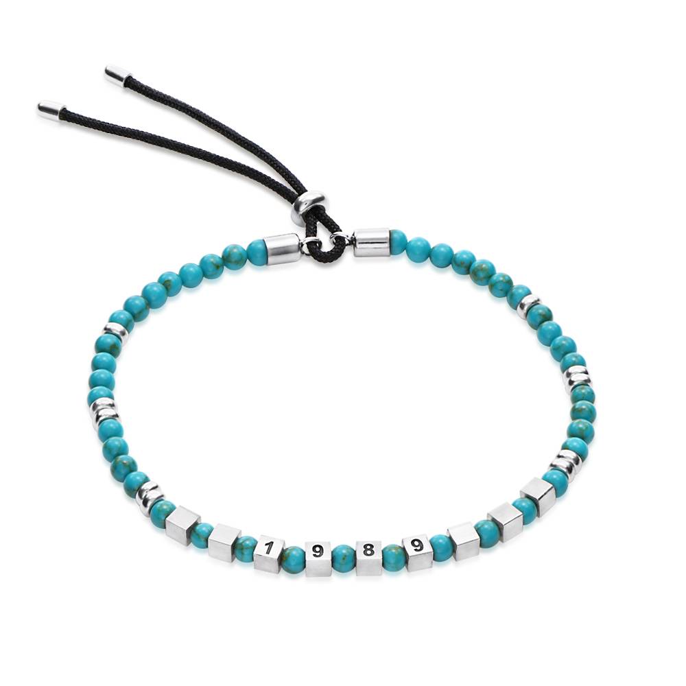 Speak Now Beaded Bracelet with Turquoise Stones in Sterling Silver - Version-4 Speak Now Beaded Bracelet with Turquoise Stones in Sterling Silver - Version-4 product photo