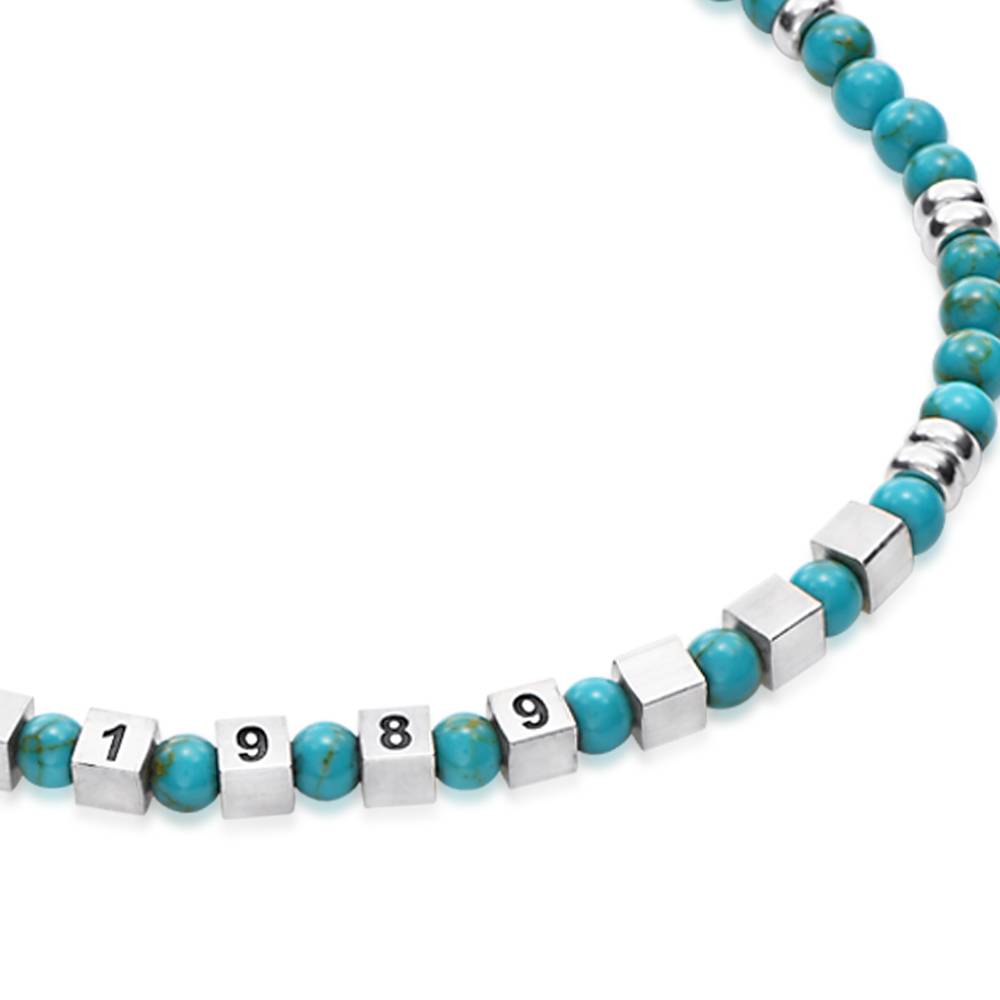 Speak Now Beaded Bracelet with Turquoise Stones in Sterling Silver - Version-2 Speak Now Beaded Bracelet with Turquoise Stones in Sterling Silver - Version-2 product photo