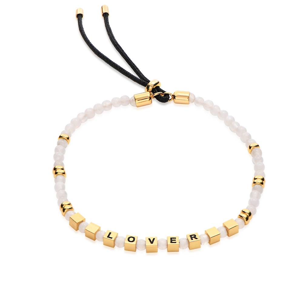 Speak Now Beaded Bracelet with White Moon Stones in 18K Gold Plating - Version-5 Speak Now Beaded Bracelet with White Moon Stones in 18K Gold Plating - Version-5 product photo