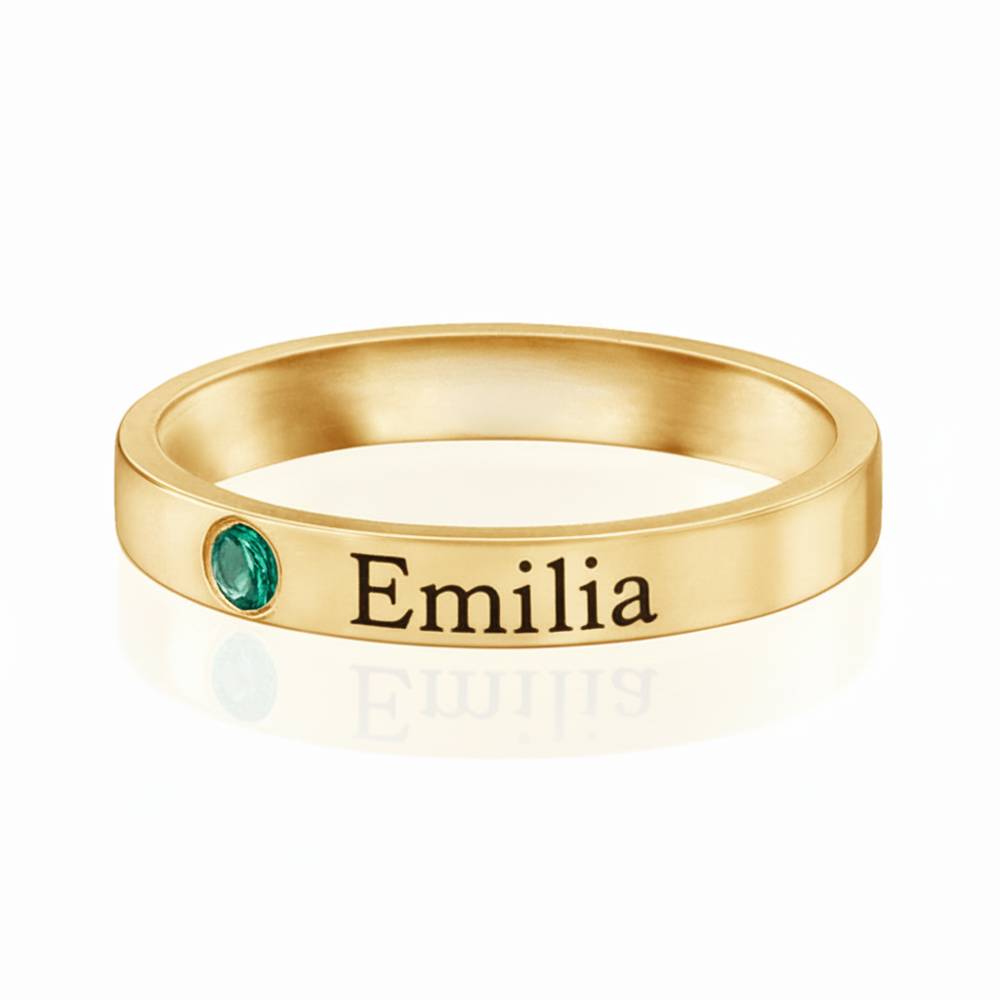 Stackable Birthstone Name Ring in Gold Plating-3 product photo